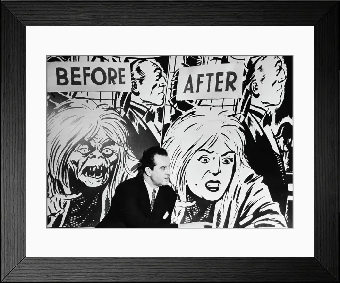 Framed Print : Charles F. Murphy Sitting in Front of Comic Visual Display
