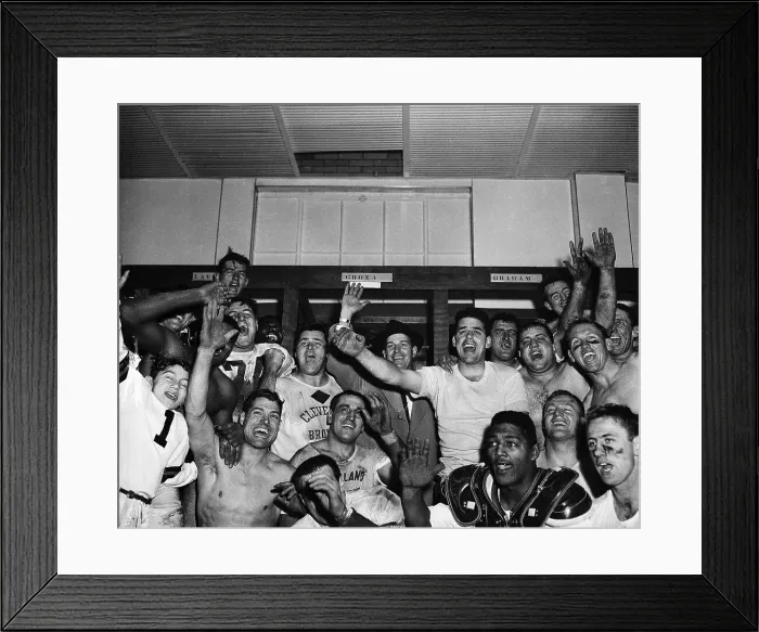 Framed Print : Cleveland Browns Celebrating in Locker Room Framed Print : Cleveland Browns Celebrating in Locker Room