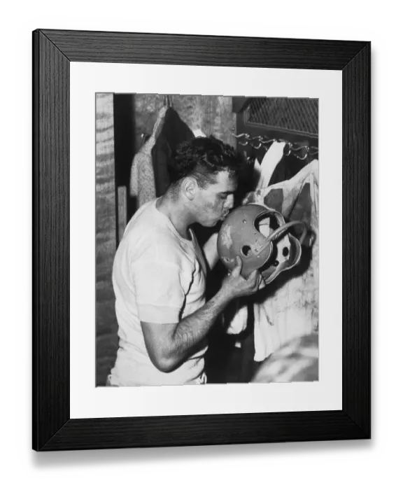 Framed Print : Otto Graham Kissing Helmet Framed Print : Otto Graham Kissing Helmet