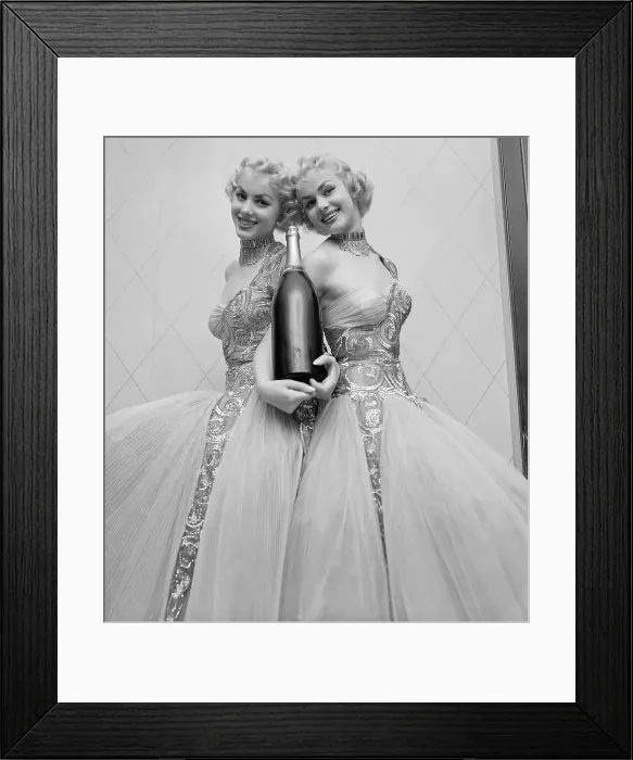 Framed Print : Ellen and Alice Kessler Holding a Bottle of Champagne Framed Print : Ellen and Alice Kessler Holding a Bottle of Champagne