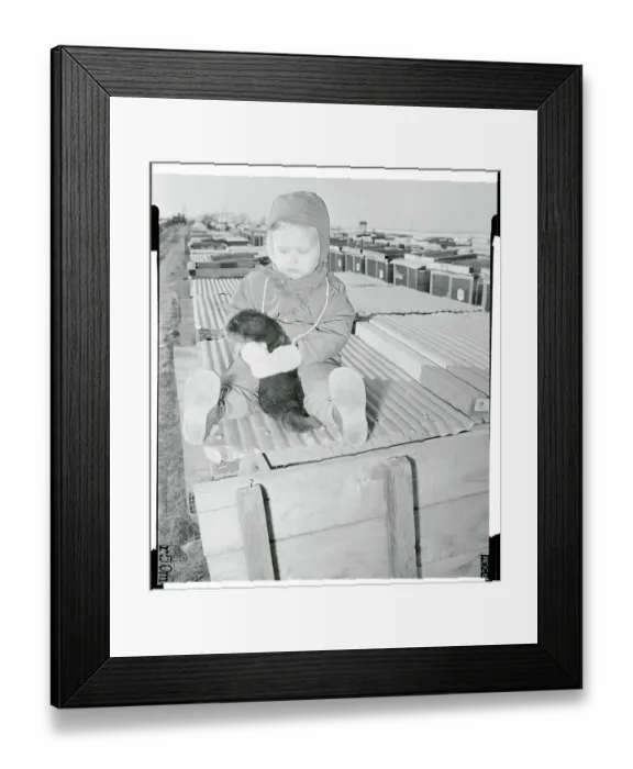 Framed Print : Boy Hugging a Mink Framed Print : Boy Hugging a Mink