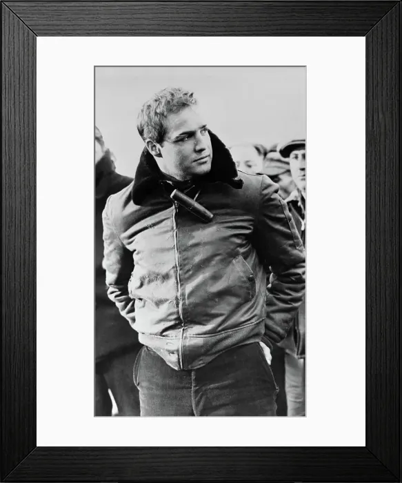 Framed Print : Marlon Brando Wearing Leather Jacket Framed Print : Marlon Brando Wearing Leather Jacket