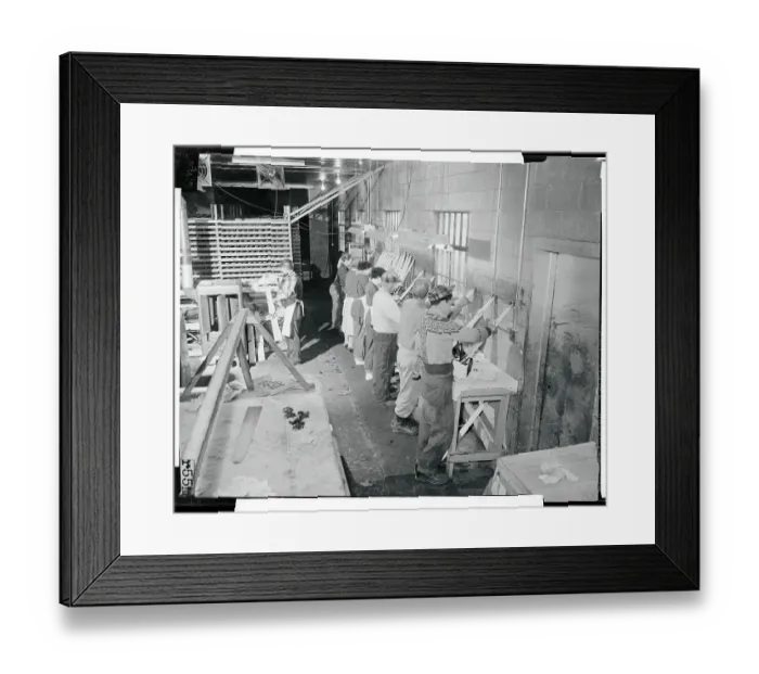 Framed Print : Workmen Cleaning Mink Skins Framed Print : Workmen Cleaning Mink Skins