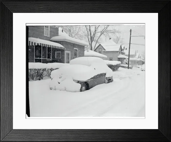 Framed Print : Snow Falling Onto a Car Framed Print : Snow Falling Onto a Car