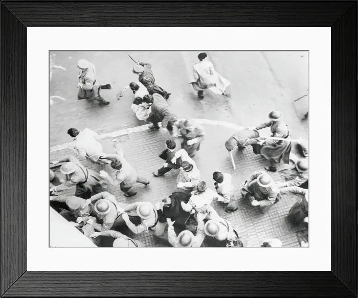 Framed Print : Aerial View of Greek Police Dispersing Demonstrators Framed Print : Aerial View of Greek Police Dispersing Demonstrators