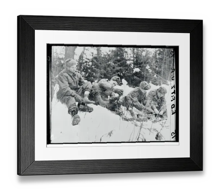 Framed Print : Soldiers Taking off Their Boots at Campsite