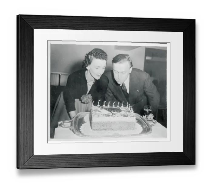Framed Print : Yehudi Menuhin and Wife Near Candled Cake Framed Print : Yehudi Menuhin and Wife Near Candled Cake