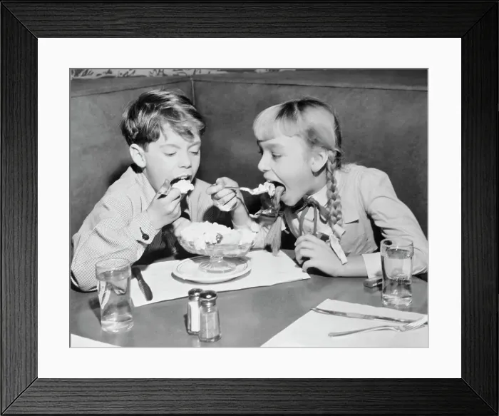 Framed Print : Patty McCormack and Kevin Coughlin Sharing Sundae Framed Print : Patty McCormack and Kevin Coughlin Sharing Sundae