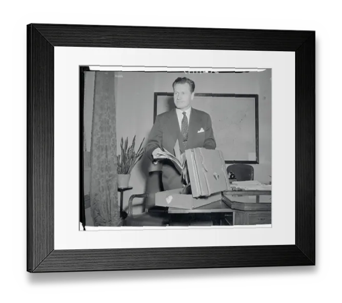 Framed Print : Nelson A. Rockefeller Standing at His Desk Framed Print : Nelson A. Rockefeller Standing at His Desk