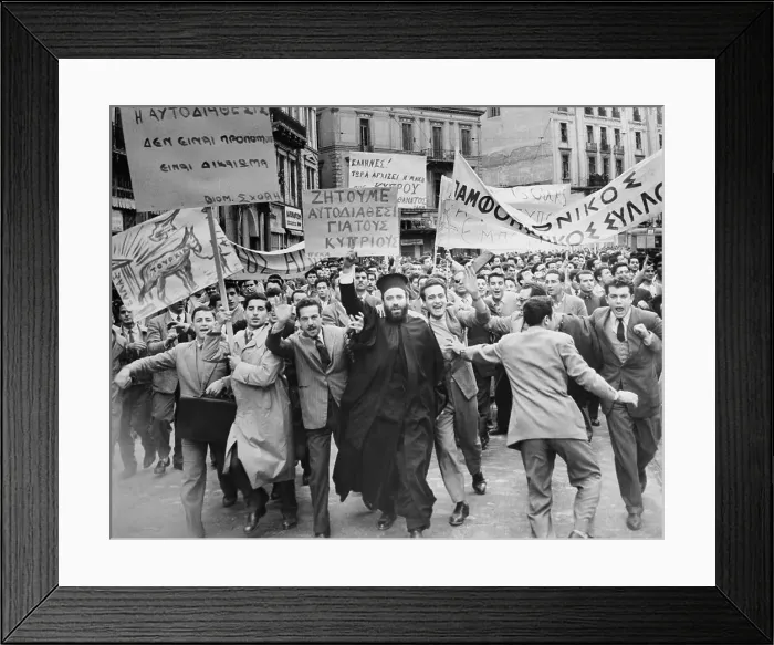 Framed Print : Greek Orthodox Priest Leading Anti-US Demonstration
