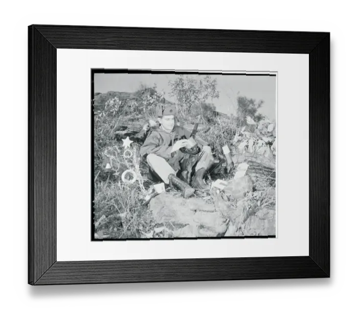 Framed Print : Soldier Celebrating Christmas