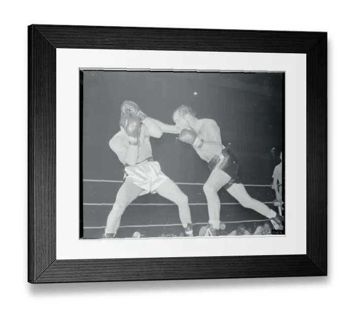 Framed Print : Carl Olson Punching Pierre Langlois Framed Print : Carl Olson Punching Pierre Langlois