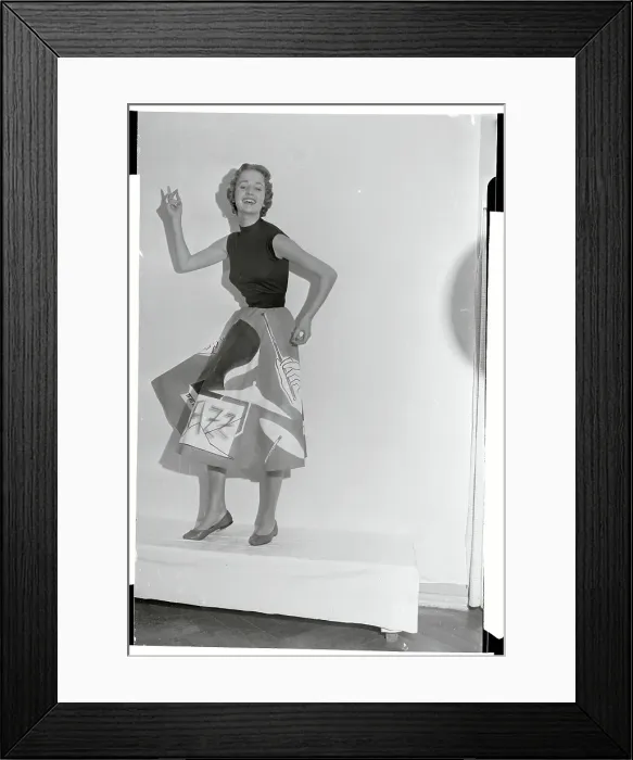 Framed Print : Woman Modeling a Skirt