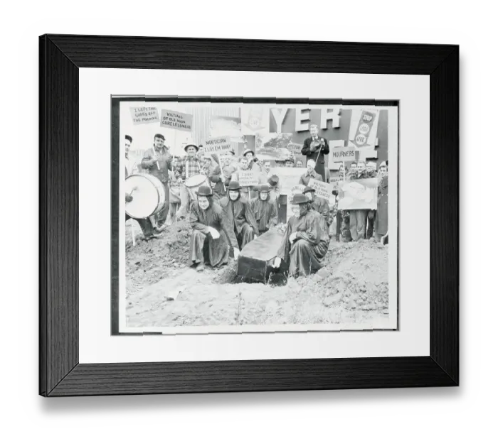 Framed Print : Steel Workers Acting as Safety Pallbearers Framed Print : Steel Workers Acting as Safety Pallbearers