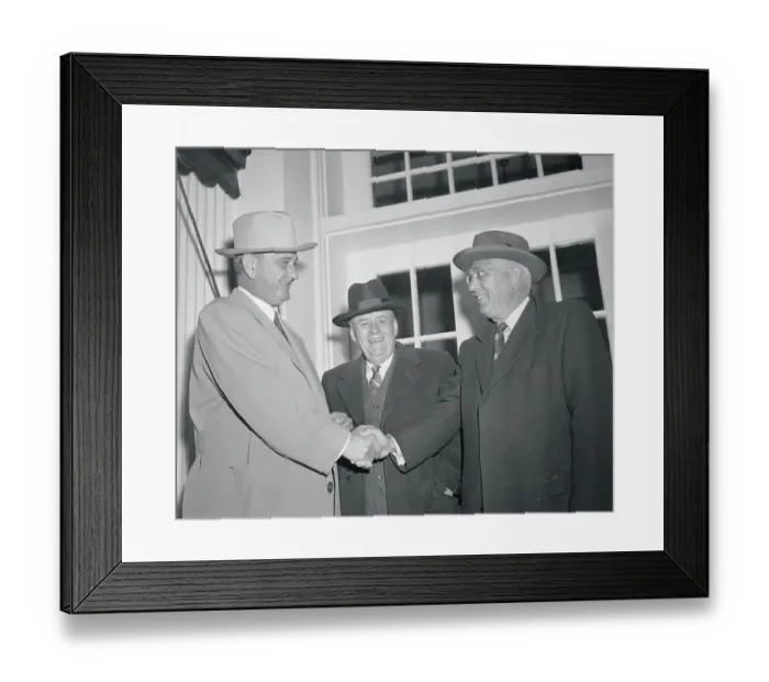Framed Print : Lyndon Johnson, Homer Ferguson and Sam Rayburn at the White House