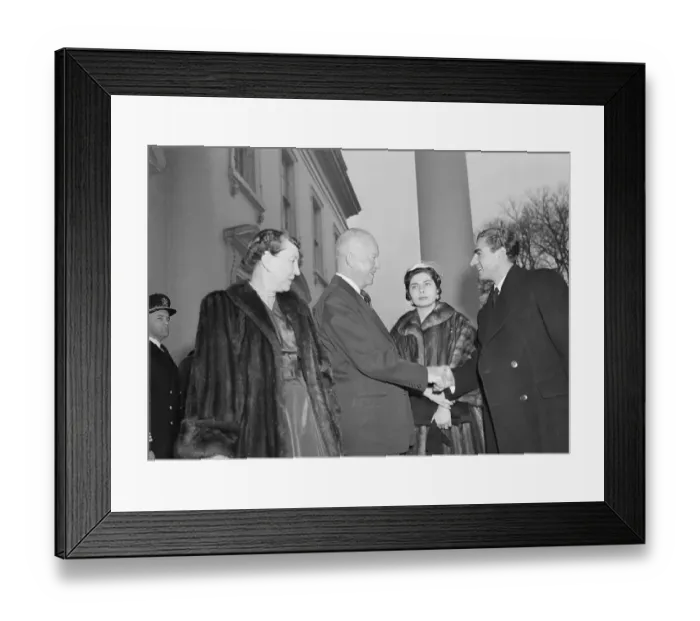 Framed Print : President Eisenhower Shaking Hands With Reza Pahlevi Framed Print : President Eisenhower Shaking Hands With Reza Pahlevi