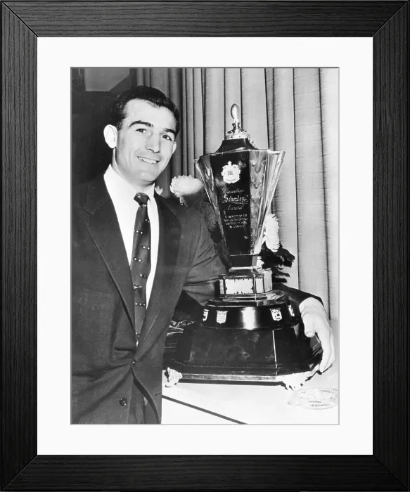 Framed Print : Canadian Football Player Sam Etcheverry with Trophy