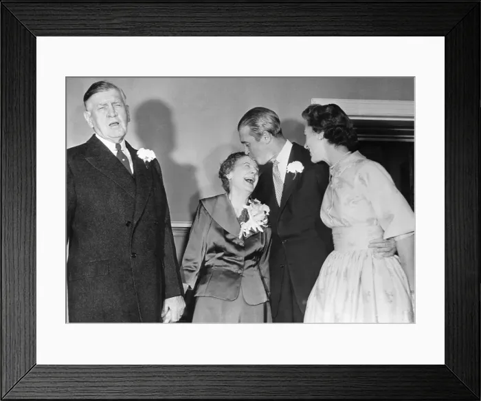 Framed Print : Jimmy Stewart Kissing his Stepmother Framed Print : Jimmy Stewart Kissing his Stepmother