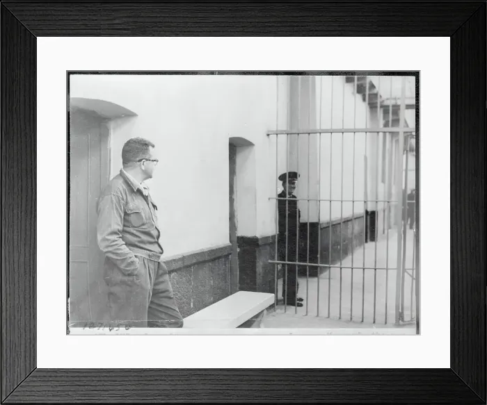 Framed Print : Jacques Mornard Looking Through Federal Penitentiary Gates Framed Print : Jacques Mornard Looking Through Federal Penitentiary Gates