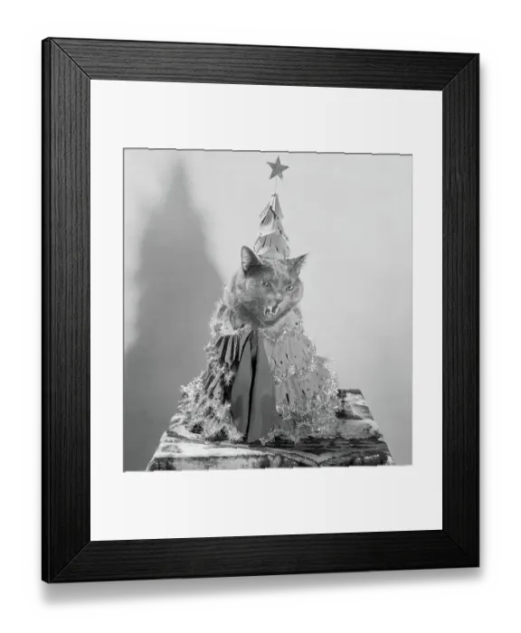 Framed Print : Cat Wearing a Christmas Tree Costume Framed Print : Cat Wearing a Christmas Tree Costume