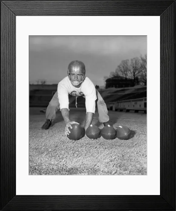 Framed Print : Larry Morris Crouching in Hiking Position Framed Print : Larry Morris Crouching in Hiking Position