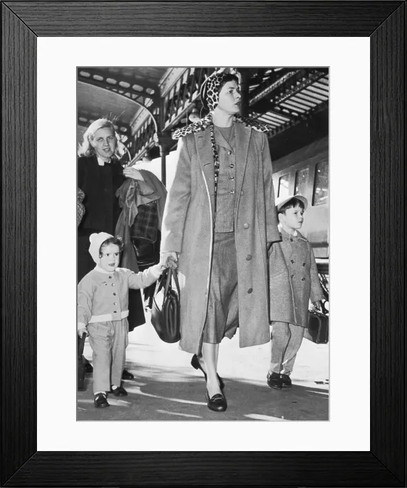 Framed Print : Ingrid Bergman Holding Hands with Her Children Framed Print : Ingrid Bergman Holding Hands with Her Children