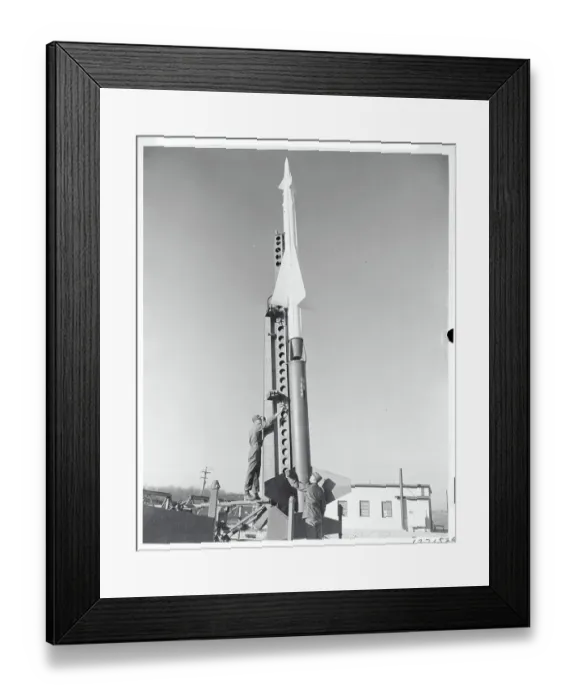 Framed Print : Military Men Working on Missile Framed Print : Military Men Working on Missile