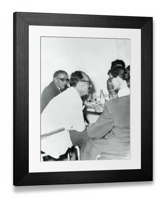 Framed Print : Aristotle and Tina Onassis Sitting in Cafe Framed Print : Aristotle and Tina Onassis Sitting in Cafe