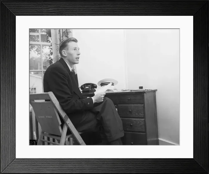 Framed Print : Roger Bannister Sitting at Desk Framed Print : Roger Bannister Sitting at Desk