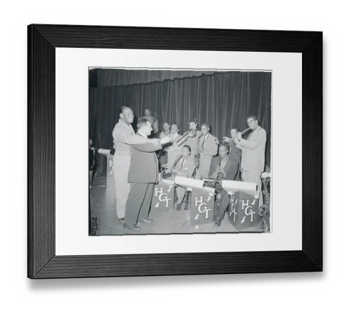 Framed Print : Portrait of Earl Hines and Abe Saperstein with Band Framed Print : Portrait of Earl Hines and Abe Saperstein with Band
