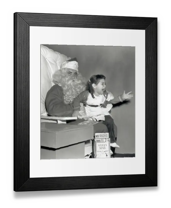 Framed Print : Girl Crying While Seated on Santa's Lap Framed Print : Girl Crying While Seated on Santa's Lap