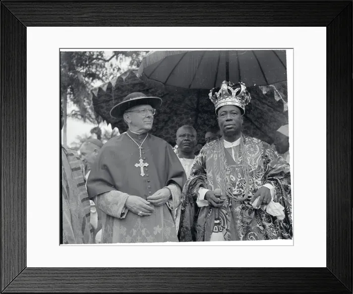 Framed Print : Portrait of Cardinal J.F. McIntyre and Oba Adele II Framed Print : Portrait of Cardinal J.F. McIntyre and Oba Adele II