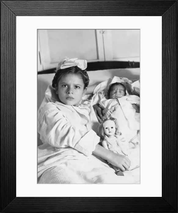Framed Print : Ten Year Old Girl Posing with Her Son Framed Print : Ten Year Old Girl Posing with Her Son