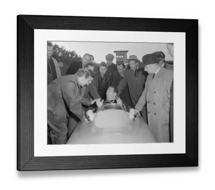 Framed Print : Stirling Moss Speaking to Car Builder Uhlenhaut Framed Print : Stirling Moss Speaking to Car Builder Uhlenhaut