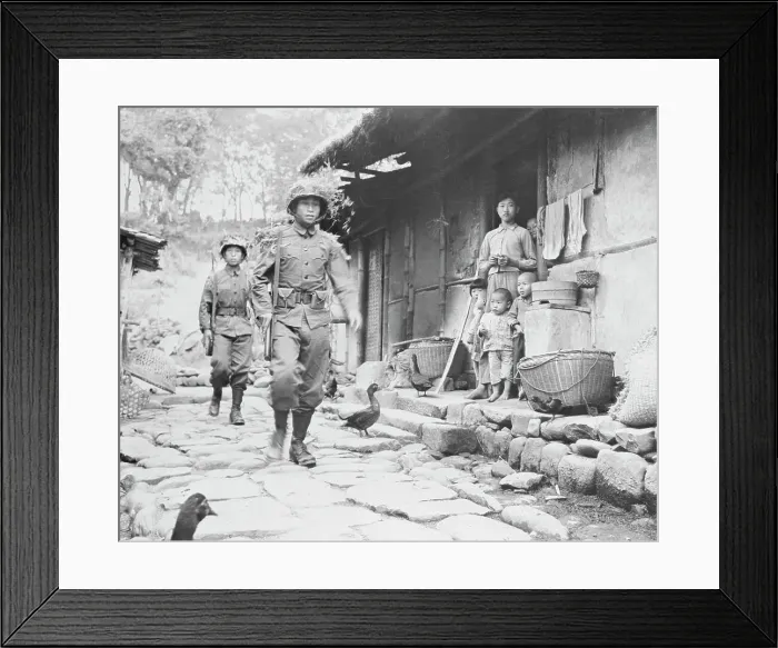 Framed Print : Soldiers Passing by a House Framed Print : Soldiers Passing by a House