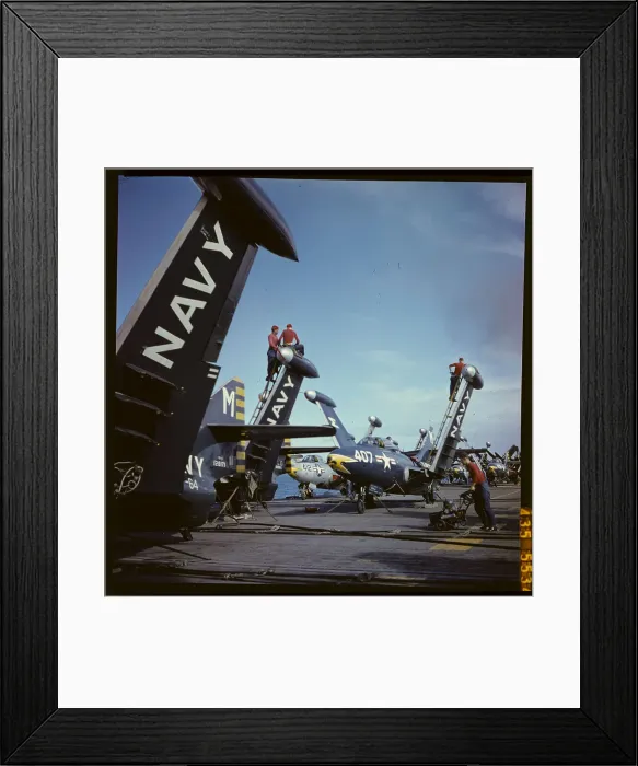 Framed Print : Men Working on U.S. Aircraft Carrier Patrolling in Formosa Straits Framed Print : Men Working on U.S. Aircraft Carrier Patrolling in Formosa Straits