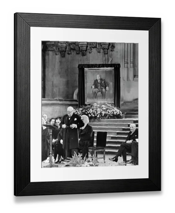 Framed Print : Winston Churchill Accepting a Painting Framed Print : Winston Churchill Accepting a Painting