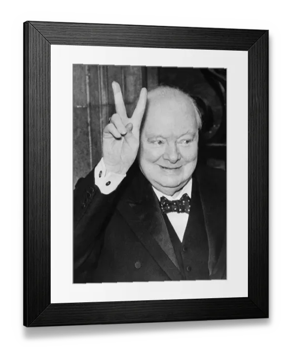 Framed Print : Churchill Giving Victory Sign Framed Print : Churchill Giving Victory Sign