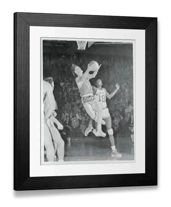 Framed Print : Neil Johnston Trying to Shoot for the Basket