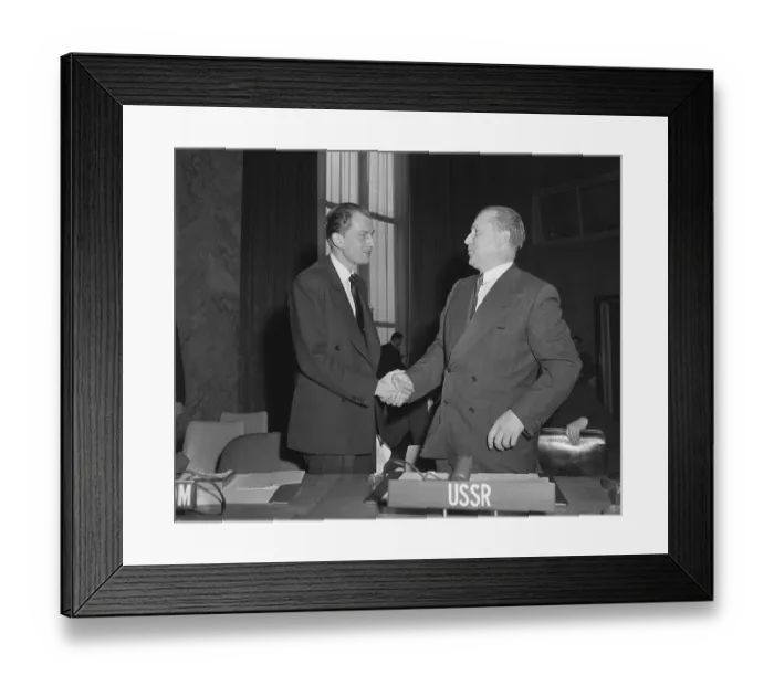 Framed Print : Jakob Malik Shaking Hands with Anthony Nutting Framed Print : Jakob Malik Shaking Hands with Anthony Nutting