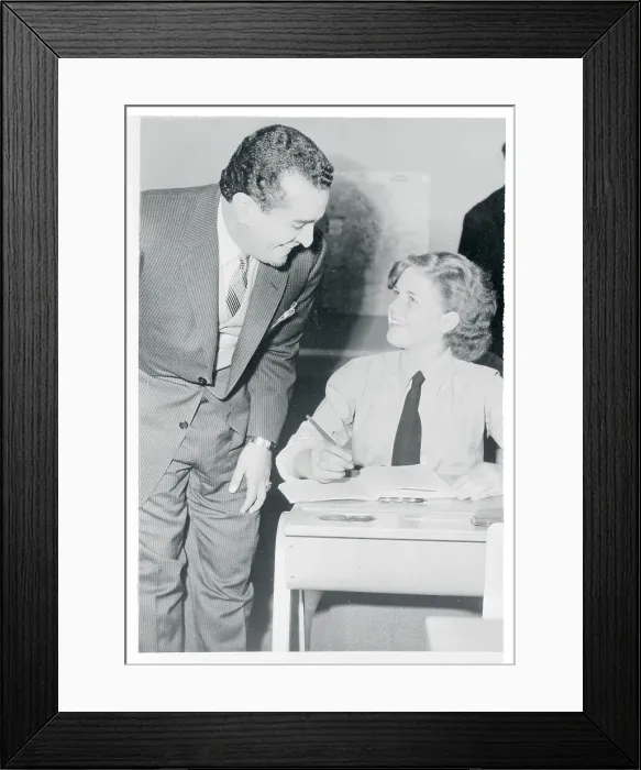Framed Print : Prince Saud Talking to a Young Girl Framed Print : Prince Saud Talking to a Young Girl