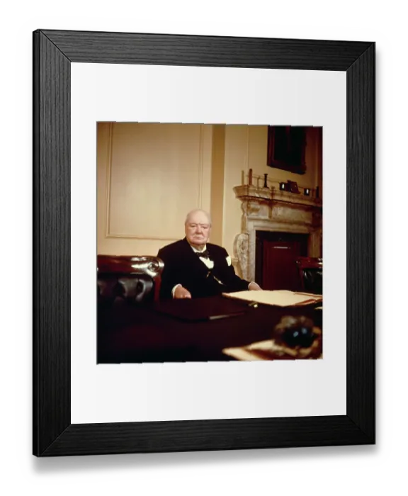 Framed Print : Sir Winston Churchill Sitting at Desk Framed Print : Sir Winston Churchill Sitting at Desk