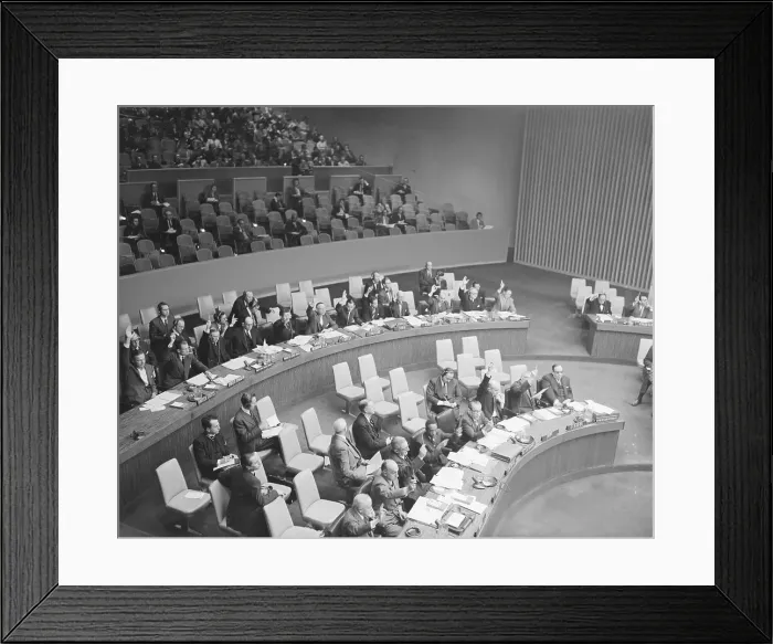 Framed Print : United Nation Delegates Voting on Atom Plan