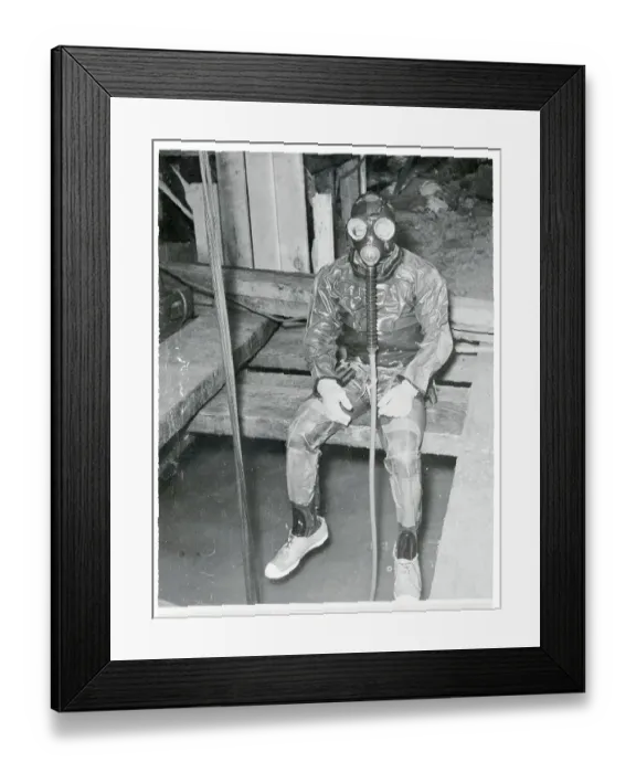 Framed Print : Frogmen Sitting on Ledge Framed Print : Frogmen Sitting on Ledge