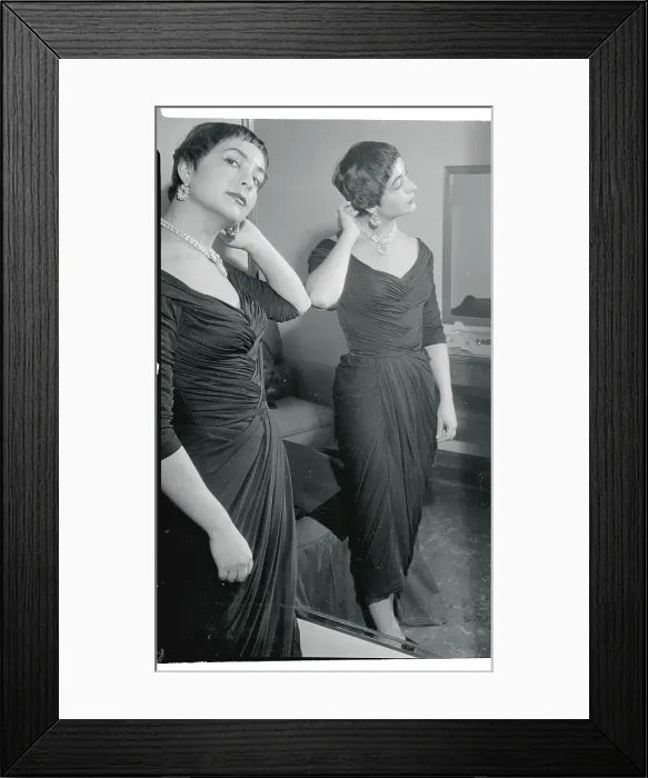 Framed Print : Fiancee of Actor Marlon Brando Pausing Near Mirror