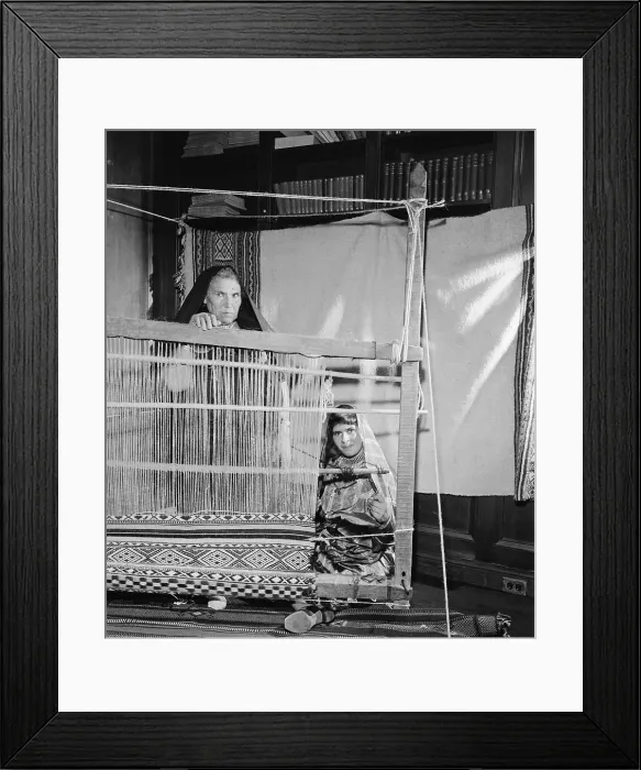 Framed Print : Two Women Weaving Framed Print : Two Women Weaving