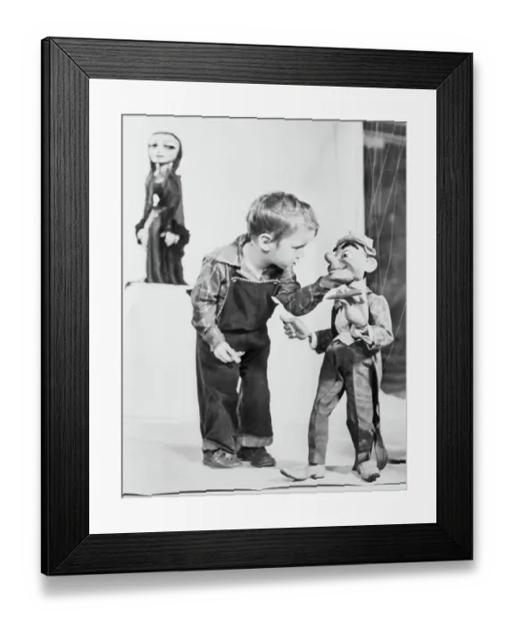 Framed Print : Peter Baird Inspecting Puppet Framed Print : Peter Baird Inspecting Puppet