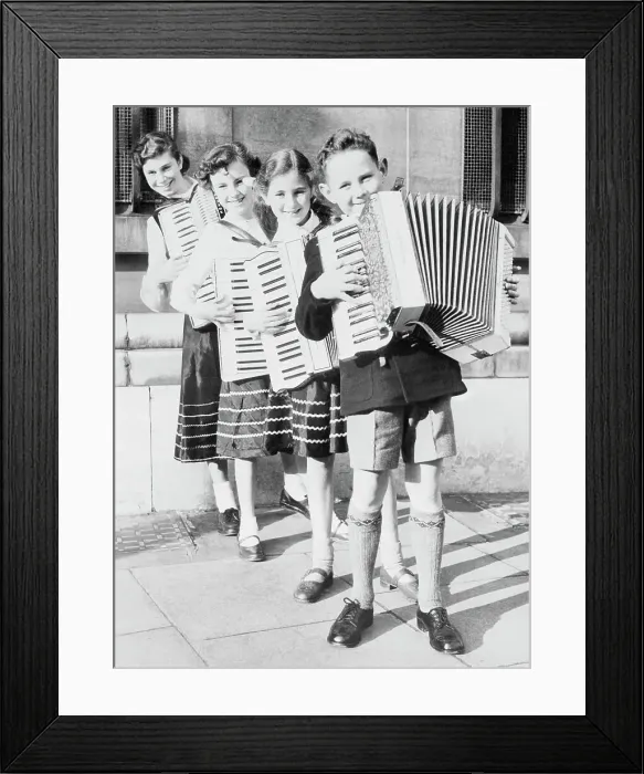 Framed Print : Children Playing Accordions