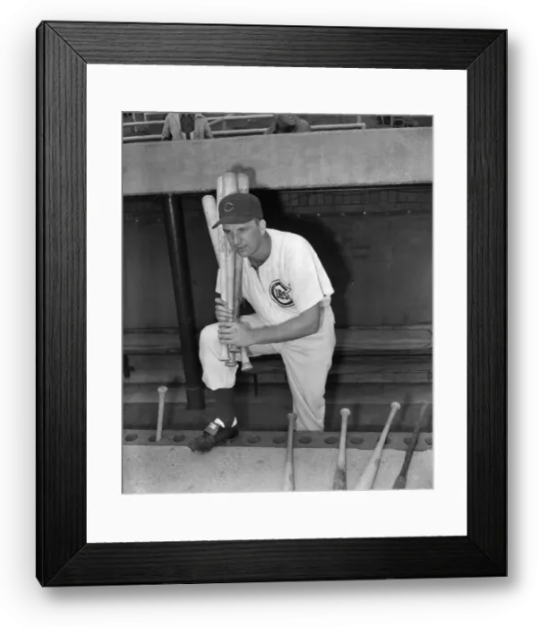 Framed Print : Ralph Kiner Posing in Dugout with Bat Framed Print : Ralph Kiner Posing in Dugout with Bat