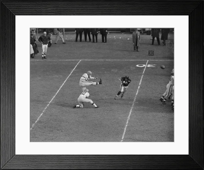 Framed Print : Lou Groza Kicking Field Goal Framed Print : Lou Groza Kicking Field Goal